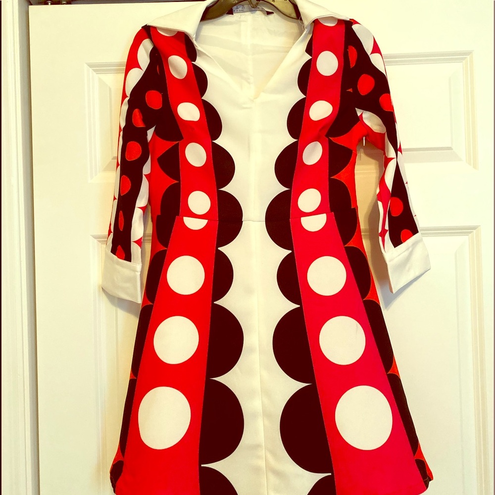 Multicolor long sleeve mini dress or tunic